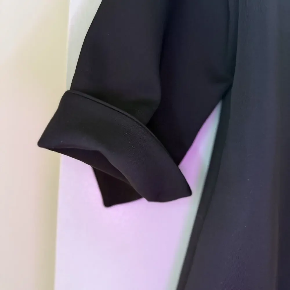 GRETCHEN SCOTT Jersey Ruffneck 3/4 Sleeve Top Black Ruffle Soft Stretch XXL/16 - Picture 7 of 12